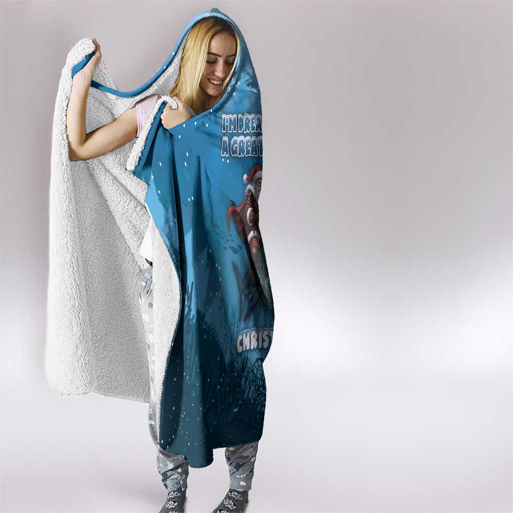 Merry Sharkmas Hooded Blanket I Am Dreaming Of A Great White Christmas - Wonder Print Shop