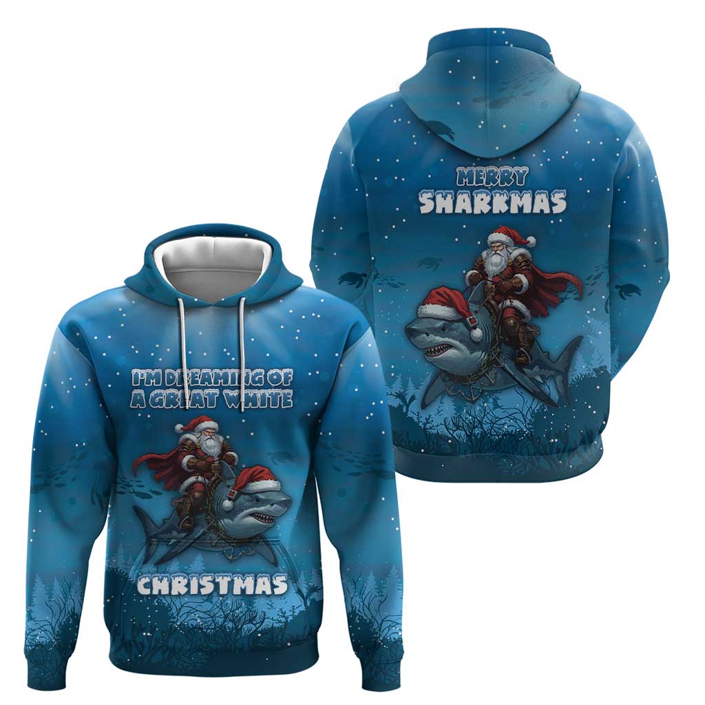 Merry Sharkmas Hoodie I Am Dreaming Of A Great White Christmas - Wonder Print Shop
