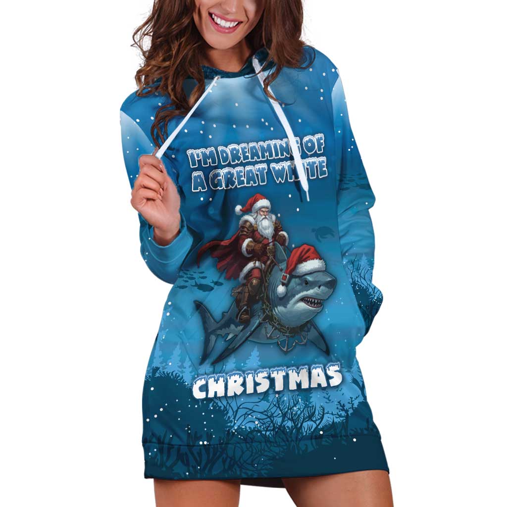 Merry Sharkmas Hoodie Dress I Am Dreaming Of A Great White Christmas - Wonder Print Shop