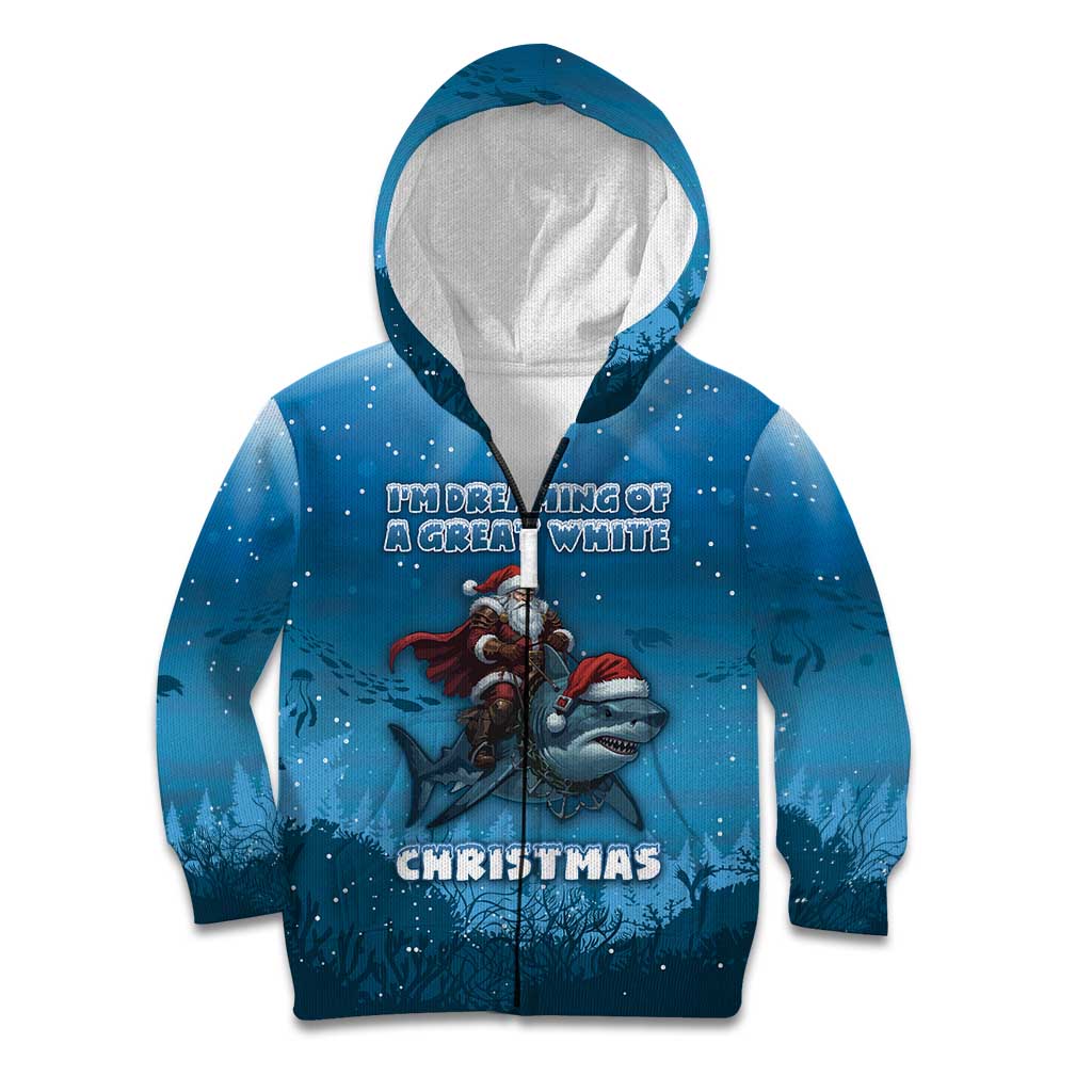 Merry Sharkmas Kid Hoodie I Am Dreaming Of A Great White Christmas - Wonder Print Shop