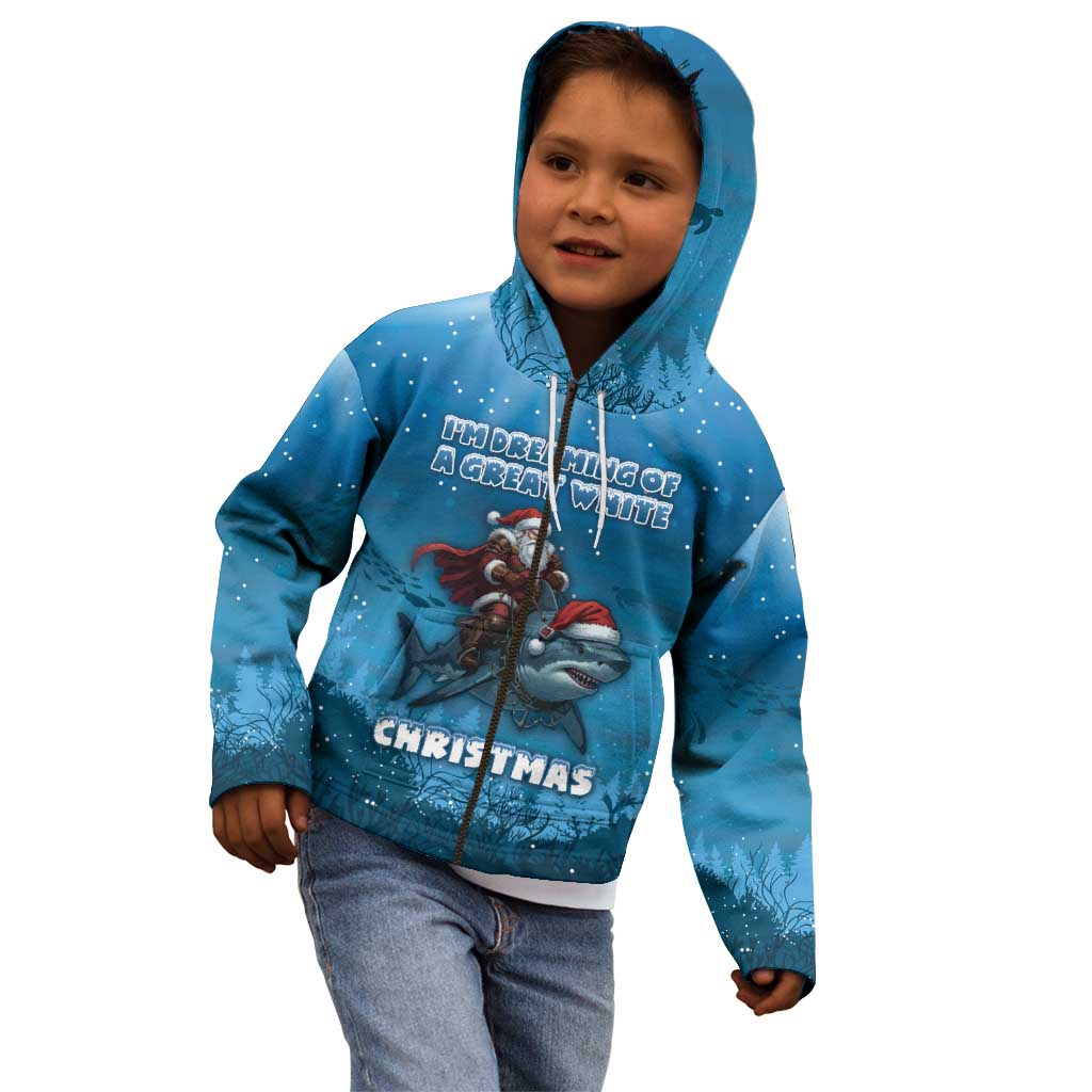 Merry Sharkmas Kid Hoodie I Am Dreaming Of A Great White Christmas - Wonder Print Shop