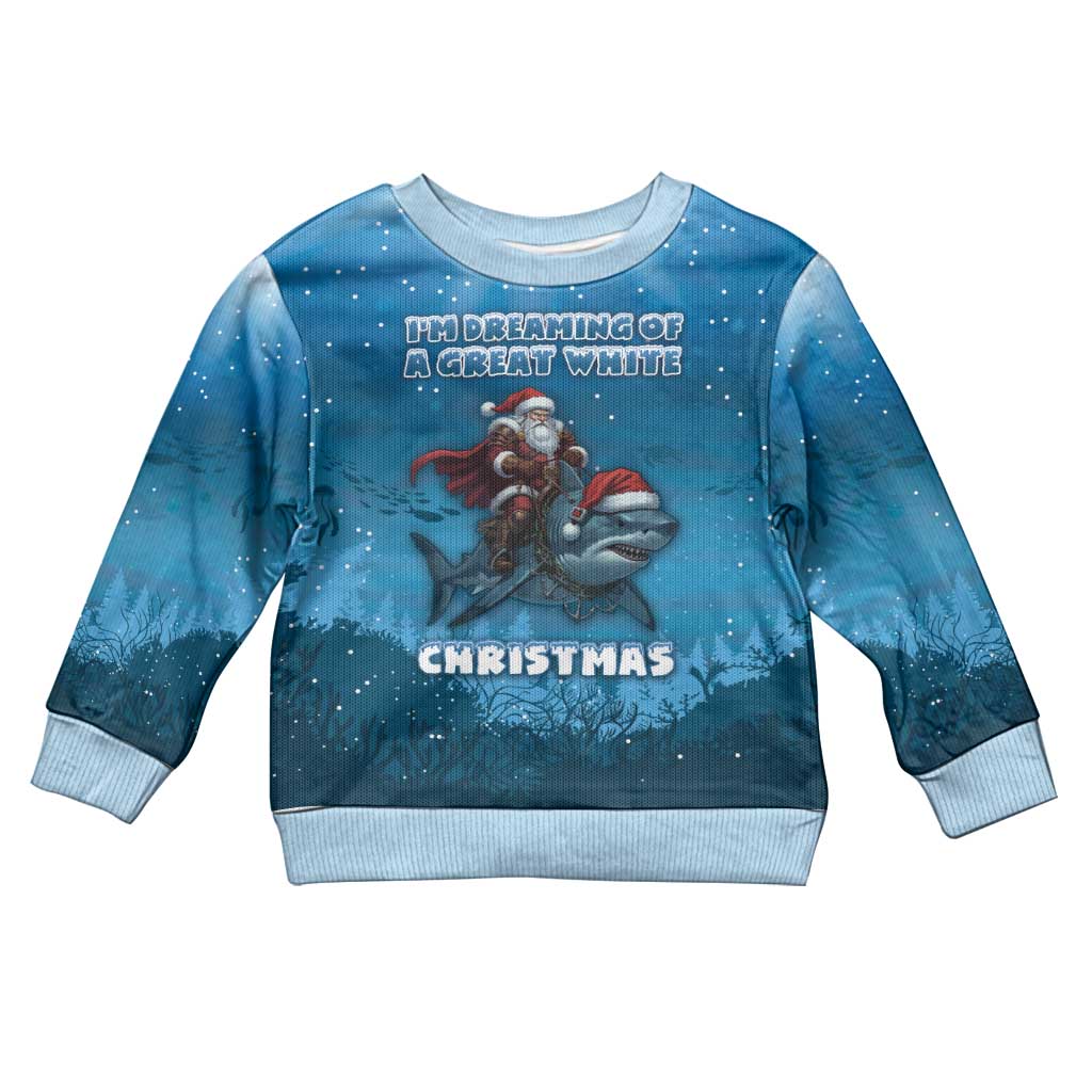 Merry Sharkmas Kid Ugly Christmas Sweater I Am Dreaming Of A Great White Christmas - Wonder Print Shop