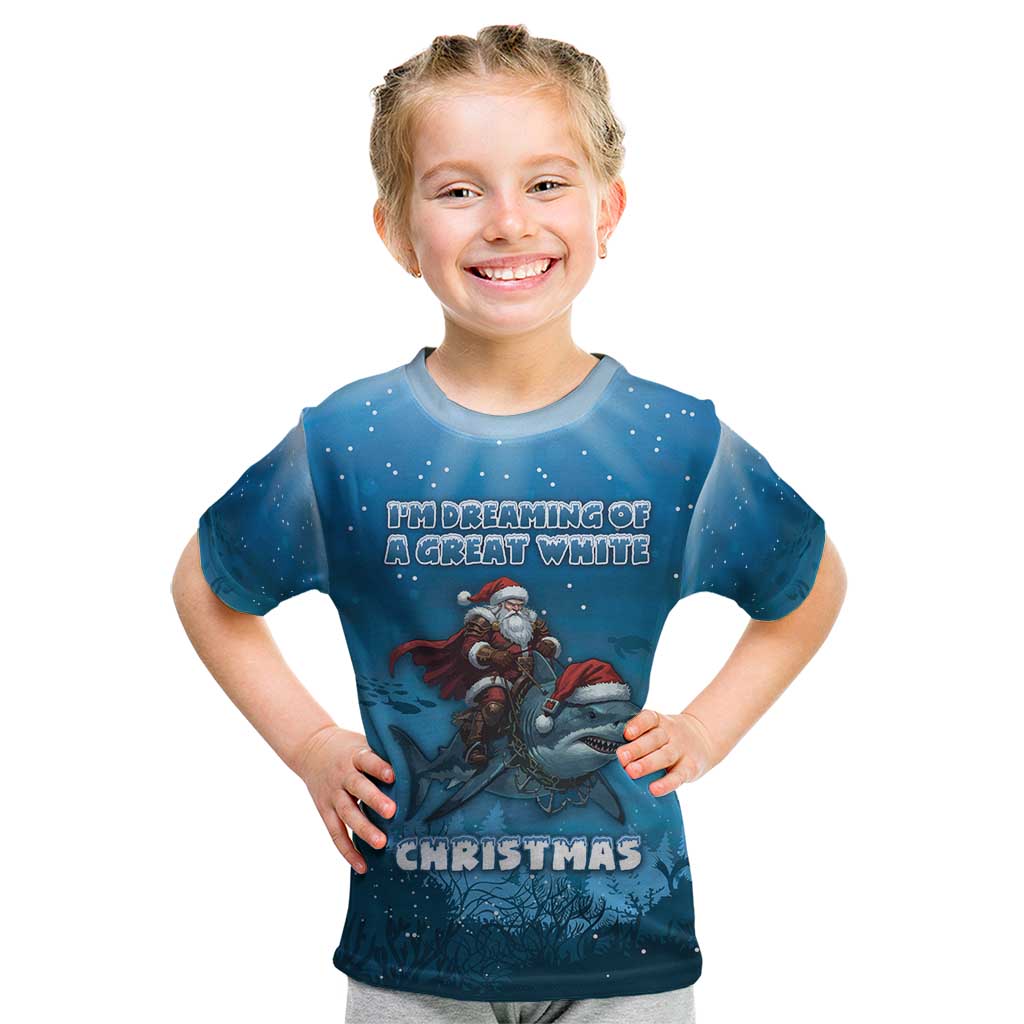 Merry Sharkmas Kid T Shirt I Am Dreaming Of A Great White Christmas - Wonder Print Shop