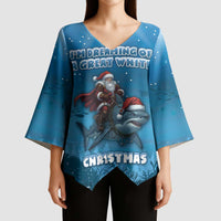 Merry Sharkmas Kimono Sleeve Blouse I Am Dreaming Of A Great White Christmas - Wonder Print Shop