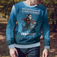 Merry Sharkmas Ugly Christmas Sweater I Am Dreaming Of A Great White Christmas - Wonder Print Shop