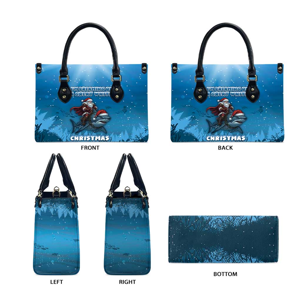 Merry Sharkmas Leather Bag I Am Dreaming Of A Great White Christmas - Wonder Print Shop
