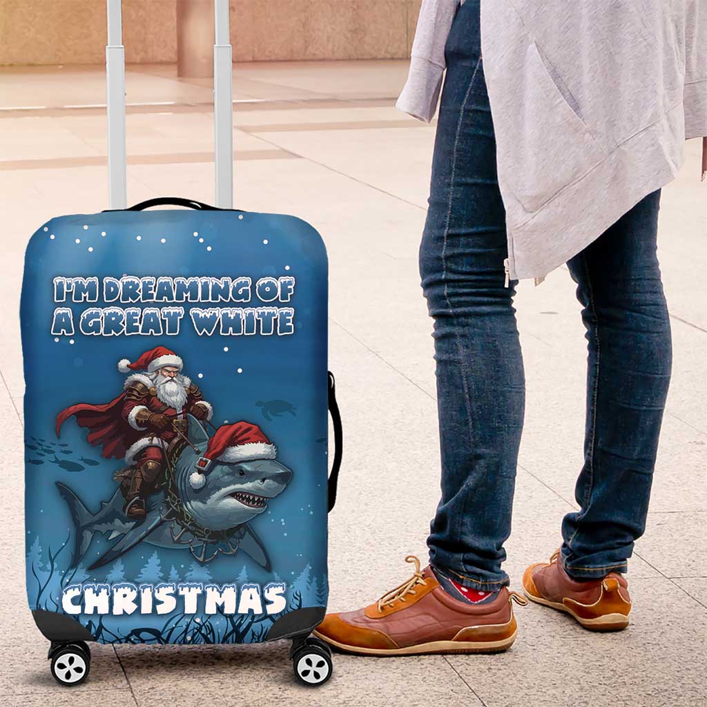 Merry Sharkmas Luggage Cover I Am Dreaming Of A Great White Christmas - Wonder Print Shop