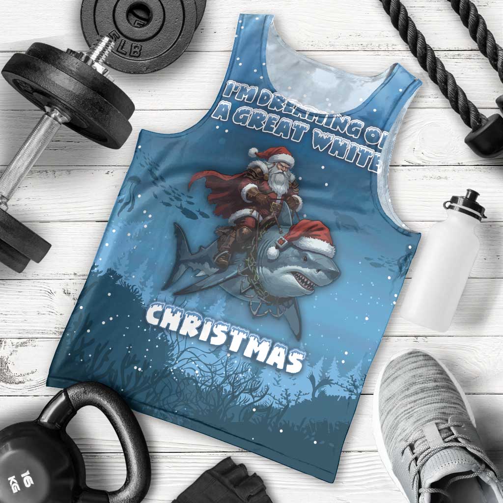 Merry Sharkmas Men Tank Top I Am Dreaming Of A Great White Christmas - Wonder Print Shop