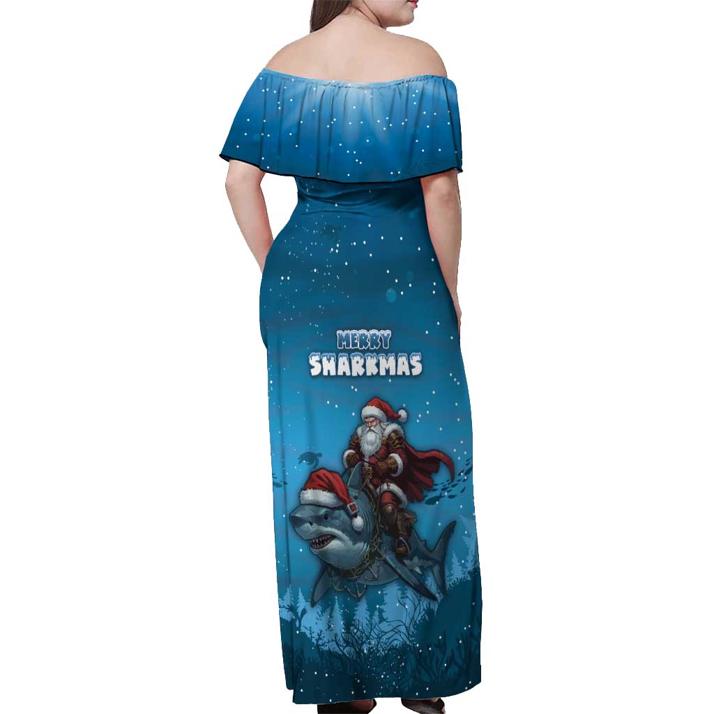 Merry Sharkmas Off Shoulder Maxi Dress I Am Dreaming Of A Great White Christmas - Wonder Print Shop