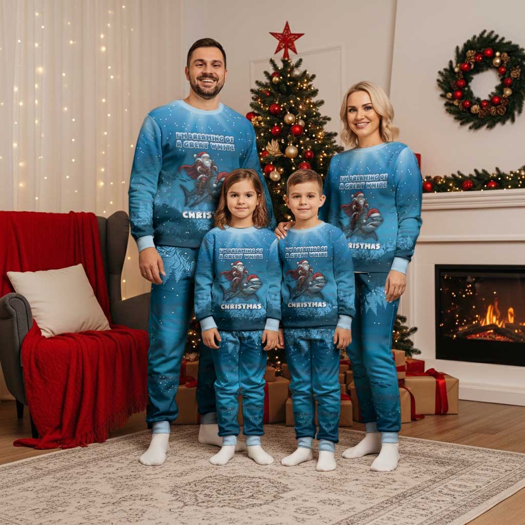 Merry Sharkmas Christmas Pajama Set I Am Dreaming Of A Great White Christmas - Wonder Print Shop