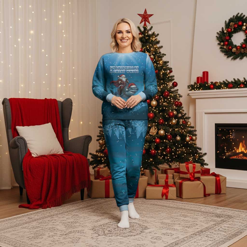 Merry Sharkmas Christmas Pajama Set I Am Dreaming Of A Great White Christmas - Wonder Print Shop