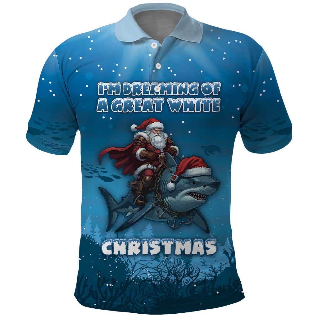 Merry Sharkmas Polo Shirt I Am Dreaming Of A Great White Christmas - Wonder Print Shop