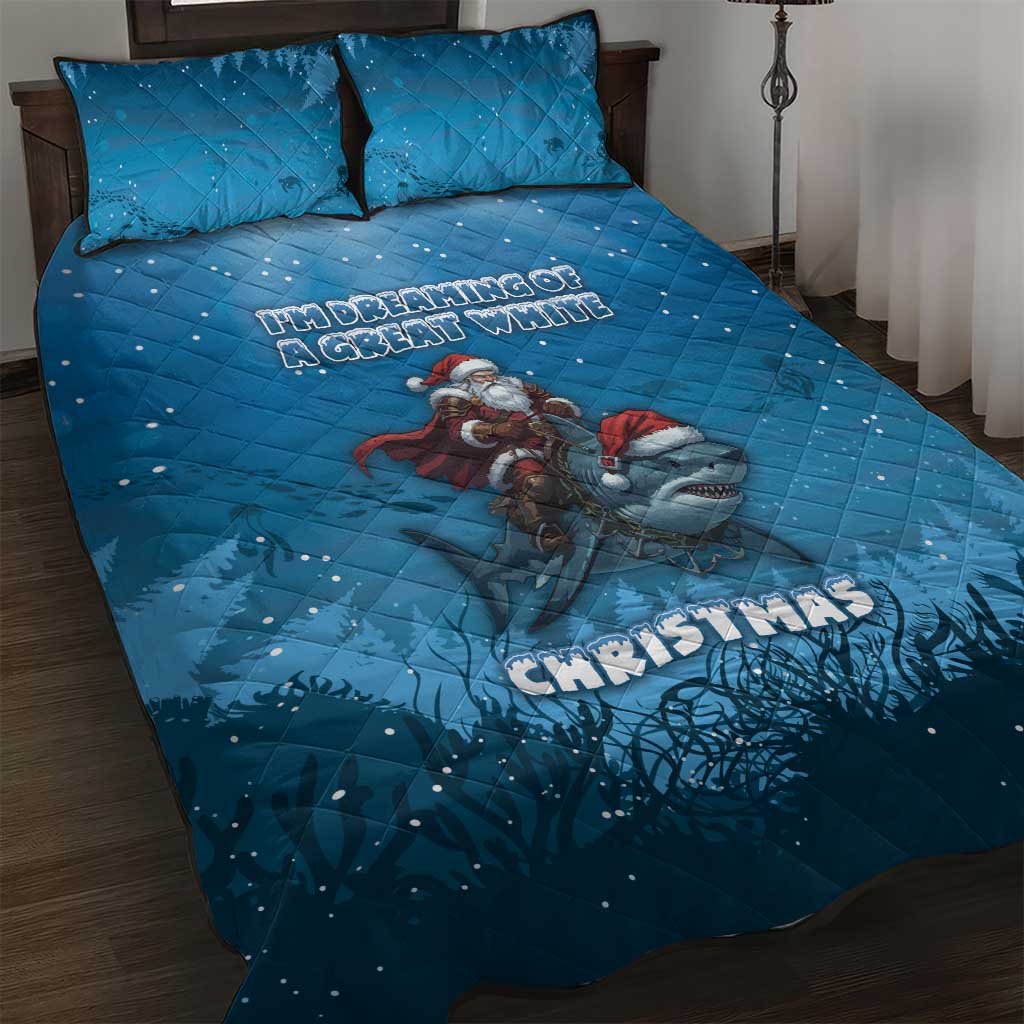 Merry Sharkmas Quilt Bed Set I Am Dreaming Of A Great White Christmas - Wonder Print Shop
