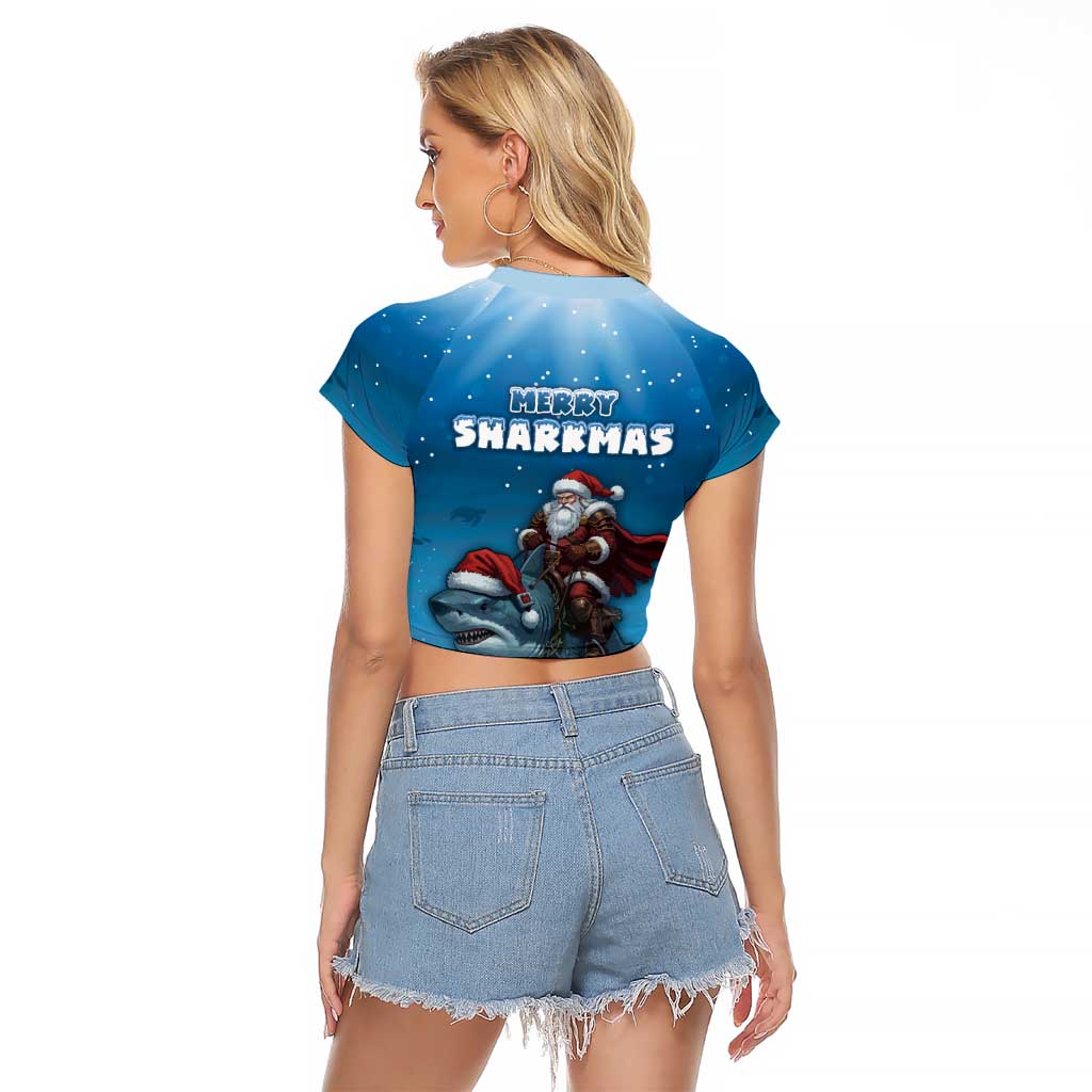 Merry Sharkmas Raglan Cropped T Shirt I Am Dreaming Of A Great White Christmas - Wonder Print Shop