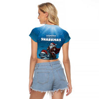Merry Sharkmas Raglan Cropped T Shirt I Am Dreaming Of A Great White Christmas - Wonder Print Shop