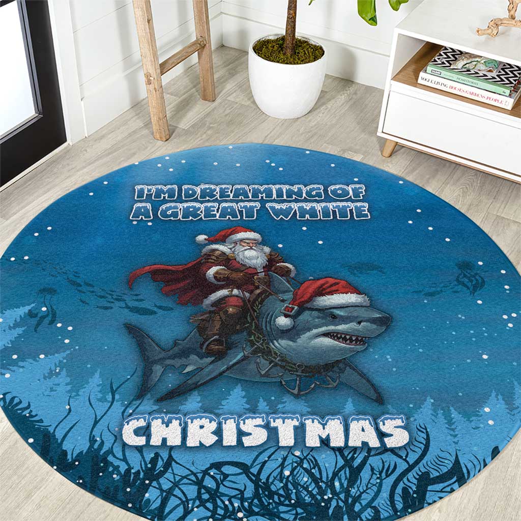 Merry Sharkmas Round Carpet I Am Dreaming Of A Great White Christmas - Wonder Print Shop