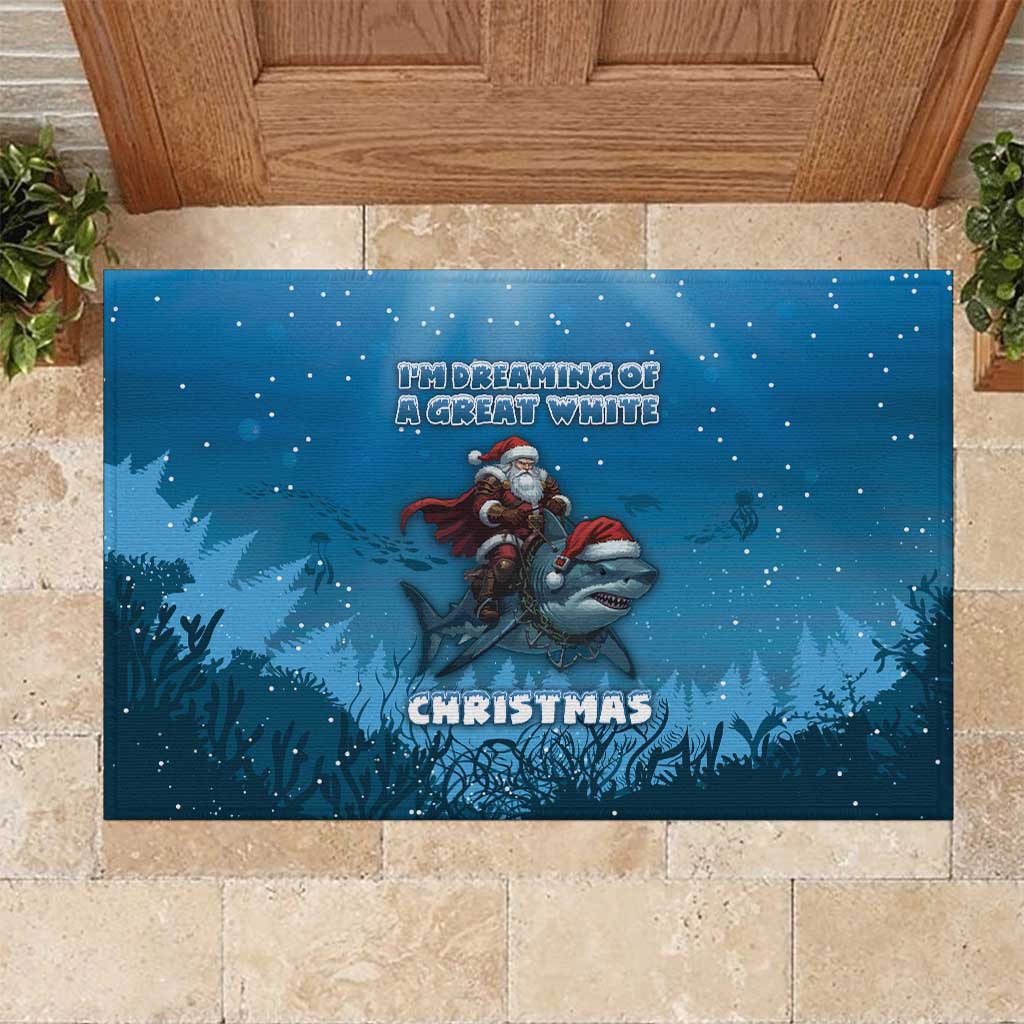 Merry Sharkmas Rubber Doormat I Am Dreaming Of A Great White Christmas - Wonder Print Shop