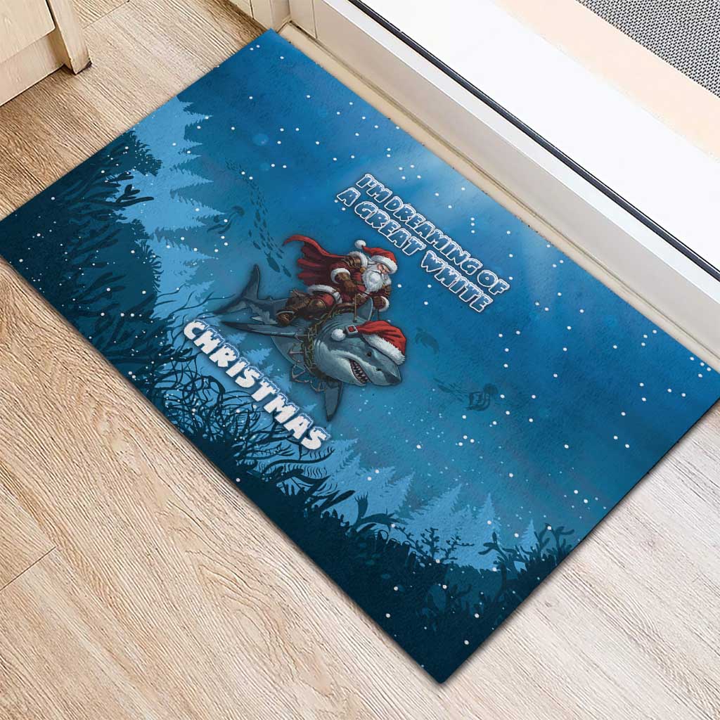 Merry Sharkmas Rubber Doormat I Am Dreaming Of A Great White Christmas - Wonder Print Shop