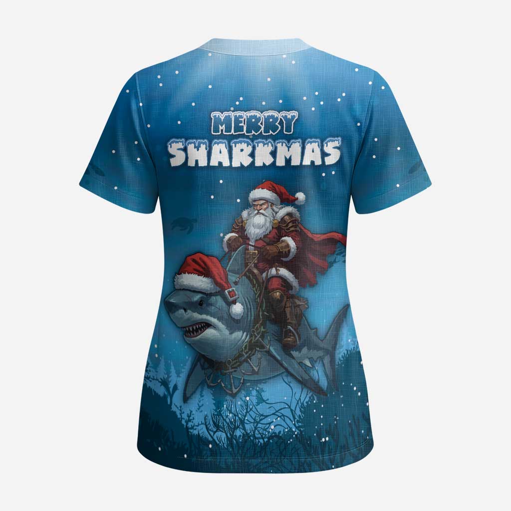 Merry Sharkmas Scrub Top I Am Dreaming Of A Great White Christmas - Wonder Print Shop