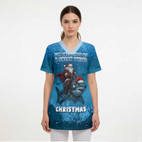 Merry Sharkmas Scrub Top I Am Dreaming Of A Great White Christmas - Wonder Print Shop