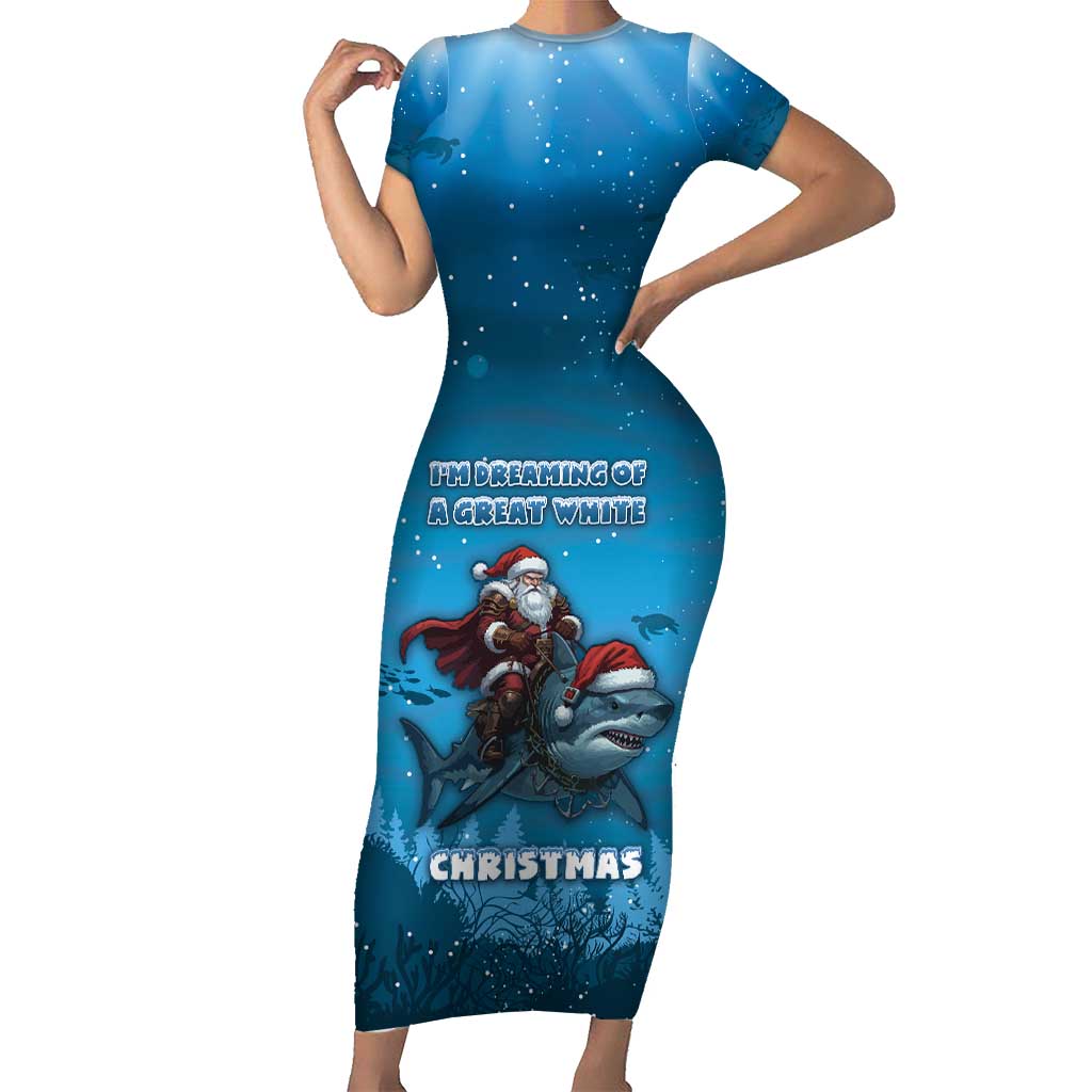 Merry Sharkmas Short Sleeve Bodycon Dress I Am Dreaming Of A Great White Christmas - Wonder Print Shop