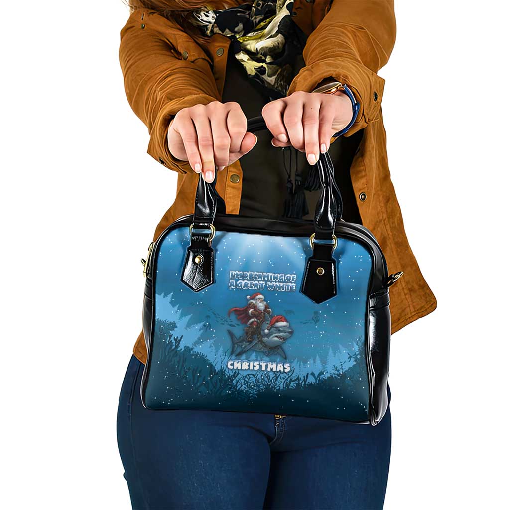 Merry Sharkmas Shoulder Handbag I Am Dreaming Of A Great White Christmas - Wonder Print Shop