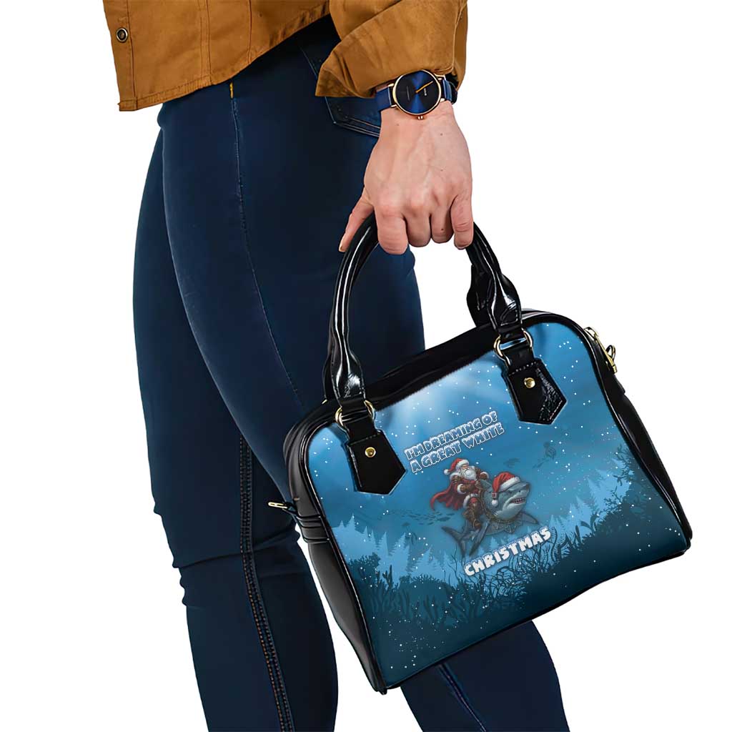 Merry Sharkmas Shoulder Handbag I Am Dreaming Of A Great White Christmas - Wonder Print Shop