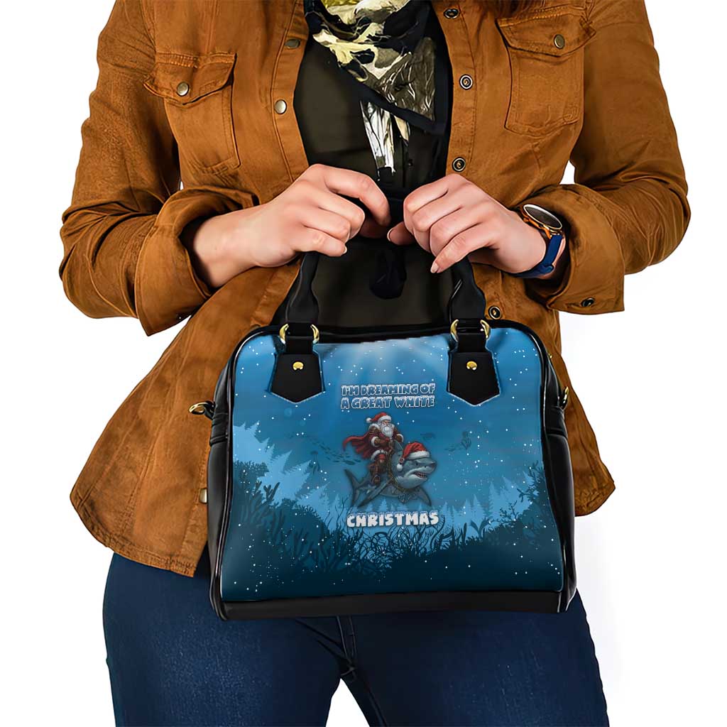 Merry Sharkmas Shoulder Handbag I Am Dreaming Of A Great White Christmas - Wonder Print Shop
