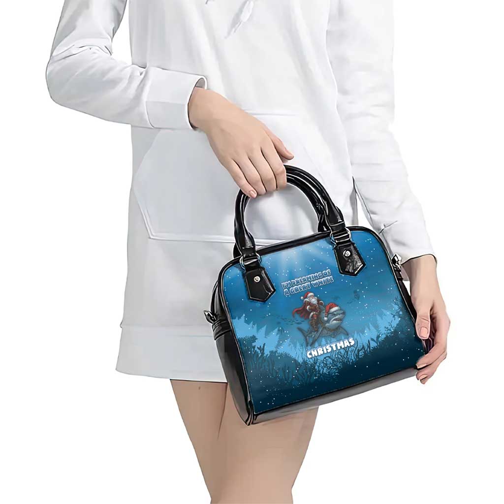 Merry Sharkmas Shoulder Handbag I Am Dreaming Of A Great White Christmas - Wonder Print Shop