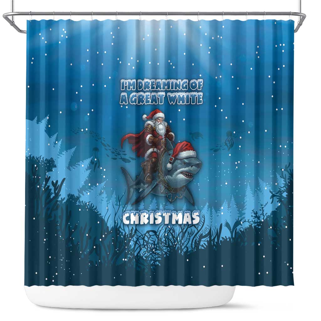 Merry Sharkmas Shower Curtain I Am Dreaming Of A Great White Christmas - Wonder Print Shop