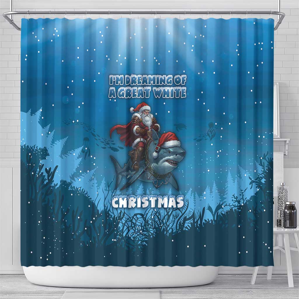 Merry Sharkmas Shower Curtain I Am Dreaming Of A Great White Christmas - Wonder Print Shop