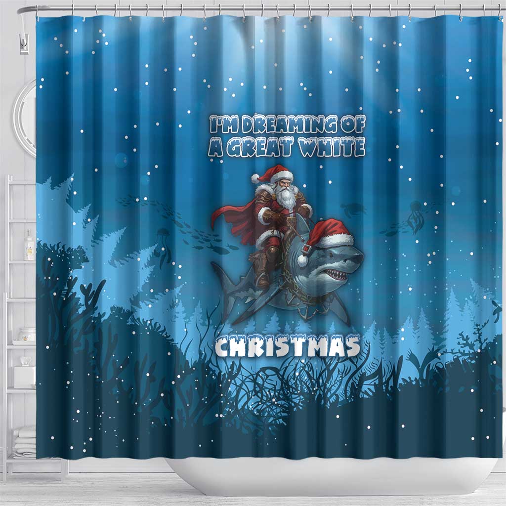 Merry Sharkmas Shower Curtain I Am Dreaming Of A Great White Christmas - Wonder Print Shop