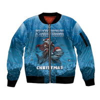 Merry Sharkmas Sleeve Zip Bomber Jacket I Am Dreaming Of A Great White Christmas - Wonder Print Shop