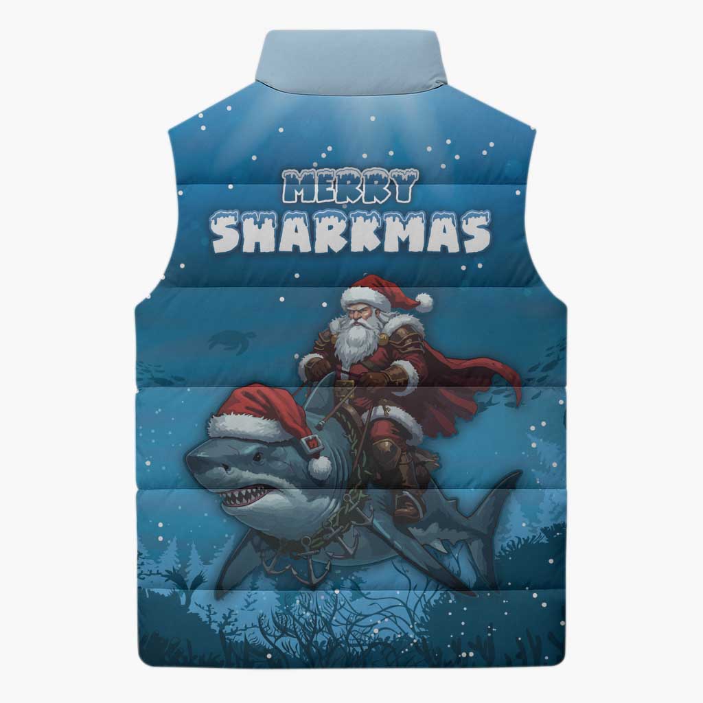 Merry Sharkmas Sleeveless Puffer Jacket I Am Dreaming Of A Great White Christmas - Wonder Print Shop