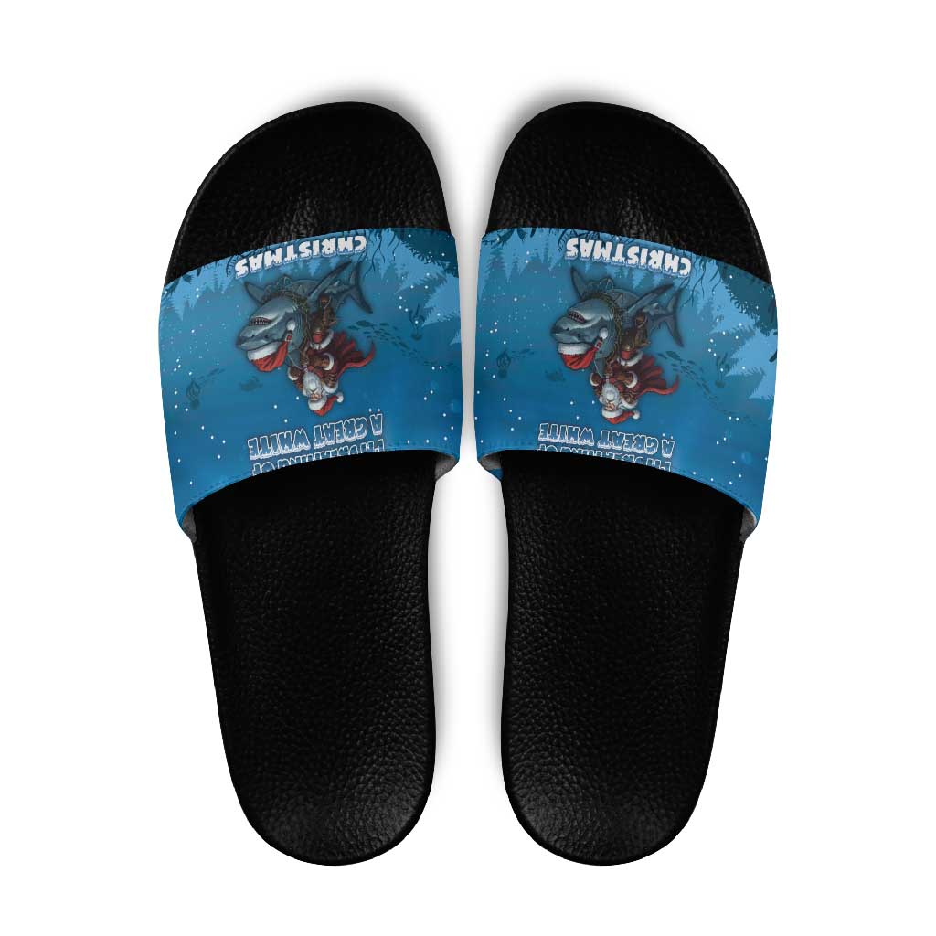 Merry Sharkmas Slide Sandals I Am Dreaming Of A Great White Christmas - Wonder Print Shop