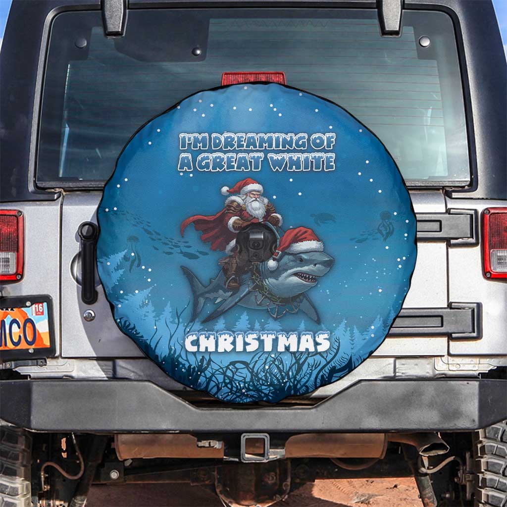 Merry Sharkmas Spare Tire Cover I Am Dreaming Of A Great White Christmas - Wonder Print Shop