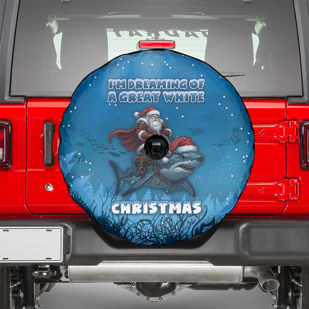Merry Sharkmas Spare Tire Cover I Am Dreaming Of A Great White Christmas - Wonder Print Shop