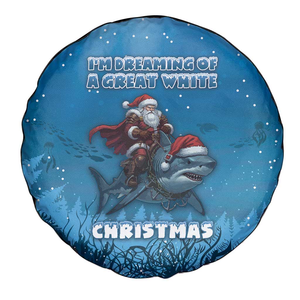 Merry Sharkmas Spare Tire Cover I Am Dreaming Of A Great White Christmas - Wonder Print Shop