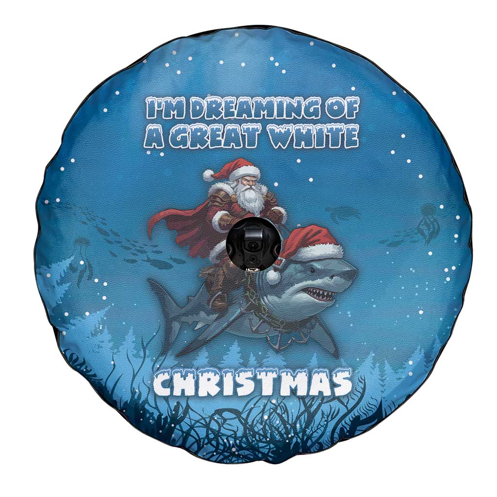Merry Sharkmas Spare Tire Cover I Am Dreaming Of A Great White Christmas - Wonder Print Shop