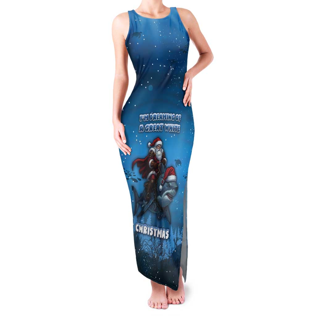 Merry Sharkmas Tank Maxi Dress I Am Dreaming Of A Great White Christmas - Wonder Print Shop