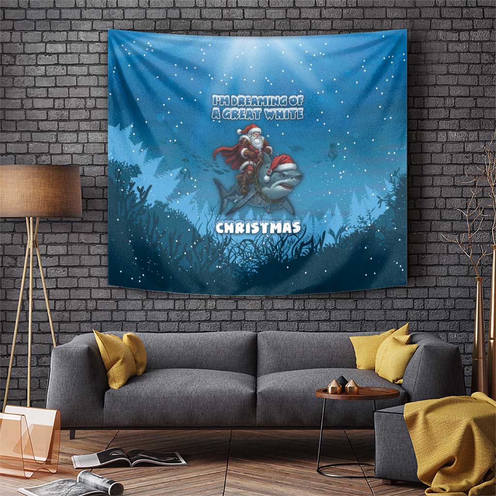 Merry Sharkmas Tapestry I Am Dreaming Of A Great White Christmas - Wonder Print Shop
