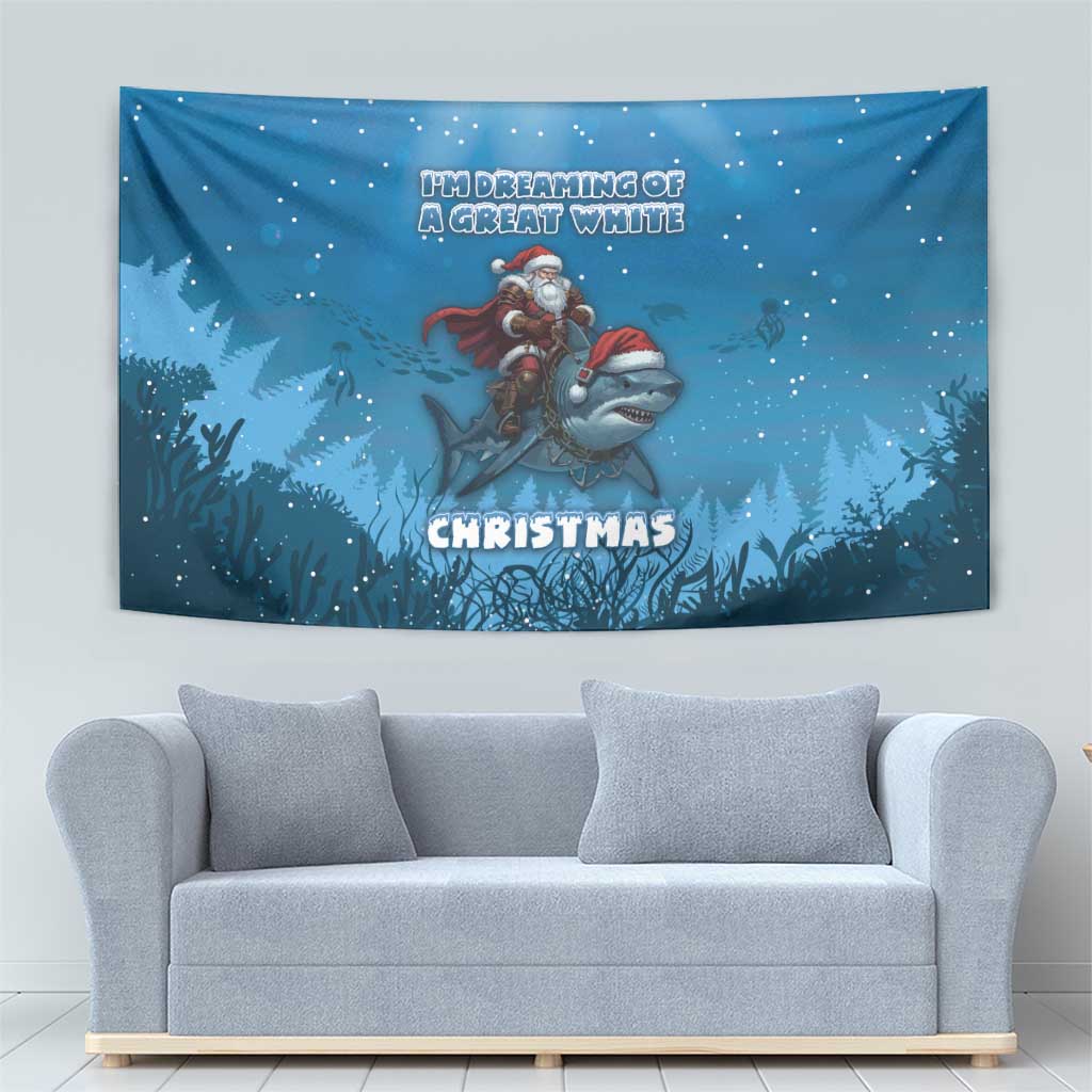 Merry Sharkmas Tapestry I Am Dreaming Of A Great White Christmas - Wonder Print Shop