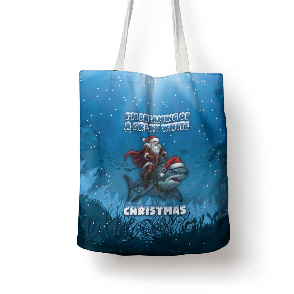 Merry Sharkmas Tote Bag I Am Dreaming Of A Great White Christmas - Wonder Print Shop