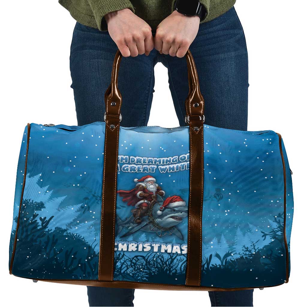 Merry Sharkmas Travel Bag I Am Dreaming Of A Great White Christmas - Wonder Print Shop