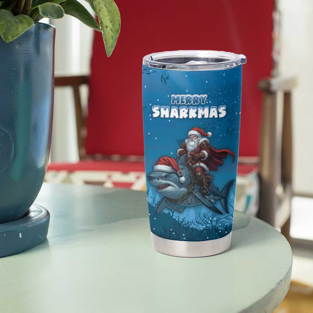 Merry Sharkmas Tumbler Cup I Am Dreaming Of A Great White Christmas - Wonder Print Shop