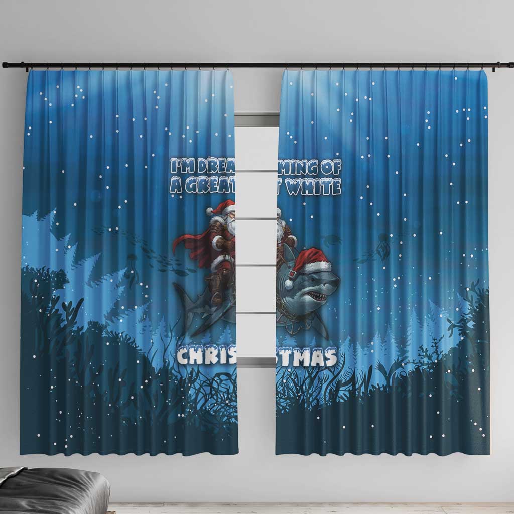 Merry Sharkmas Window Curtain I Am Dreaming Of A Great White Christmas - Wonder Print Shop