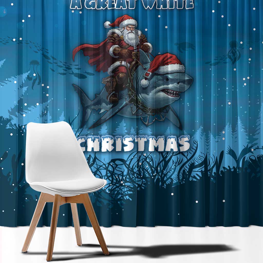 Merry Sharkmas Window Curtain I Am Dreaming Of A Great White Christmas - Wonder Print Shop