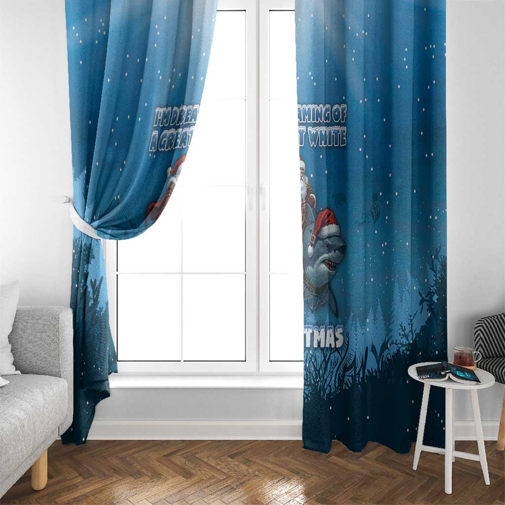 Merry Sharkmas Window Curtain I Am Dreaming Of A Great White Christmas - Wonder Print Shop