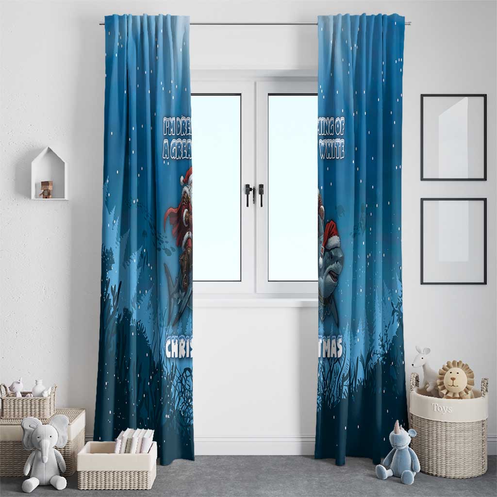 Merry Sharkmas Window Curtain I Am Dreaming Of A Great White Christmas - Wonder Print Shop