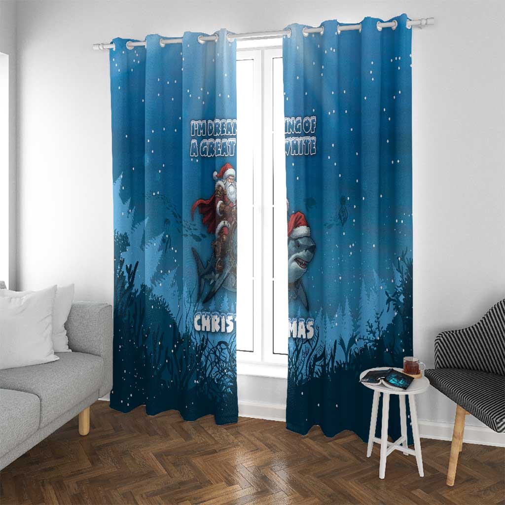 Merry Sharkmas Window Curtain I Am Dreaming Of A Great White Christmas - Wonder Print Shop